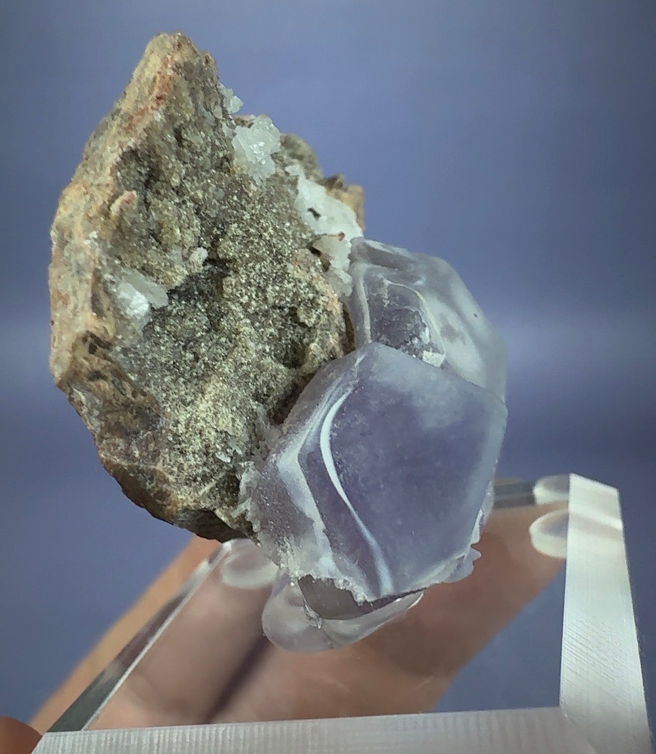 Chalcedony on Amethyst