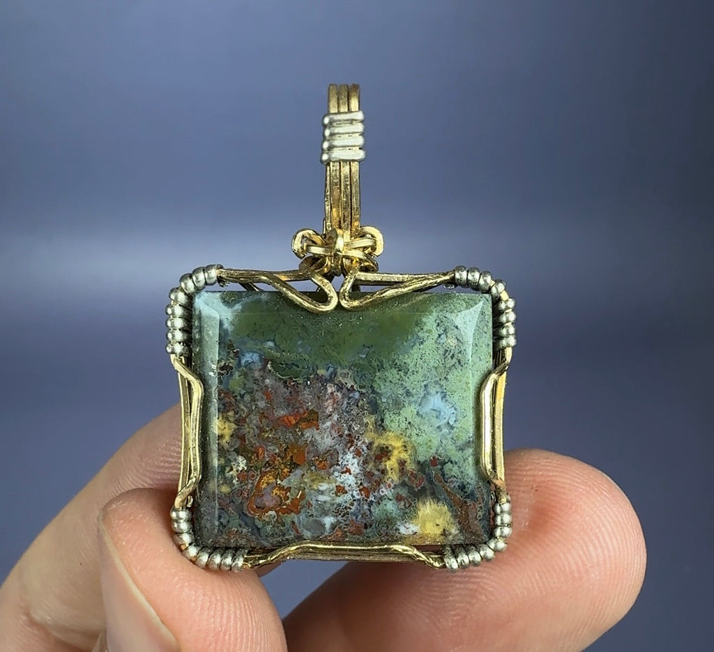 Auction Win: ‘Picture’ Moss Agate Pendant (wire wrapped)