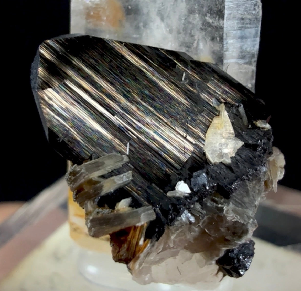 Auction Win: Ferberite and Quartz (rainbow iridescent!)