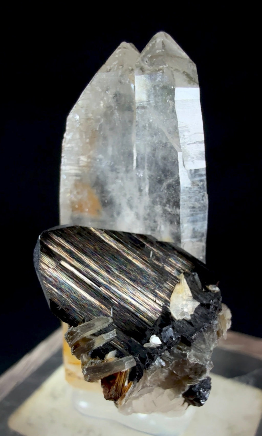 Auction Win: Ferberite and Quartz (rainbow iridescent!)