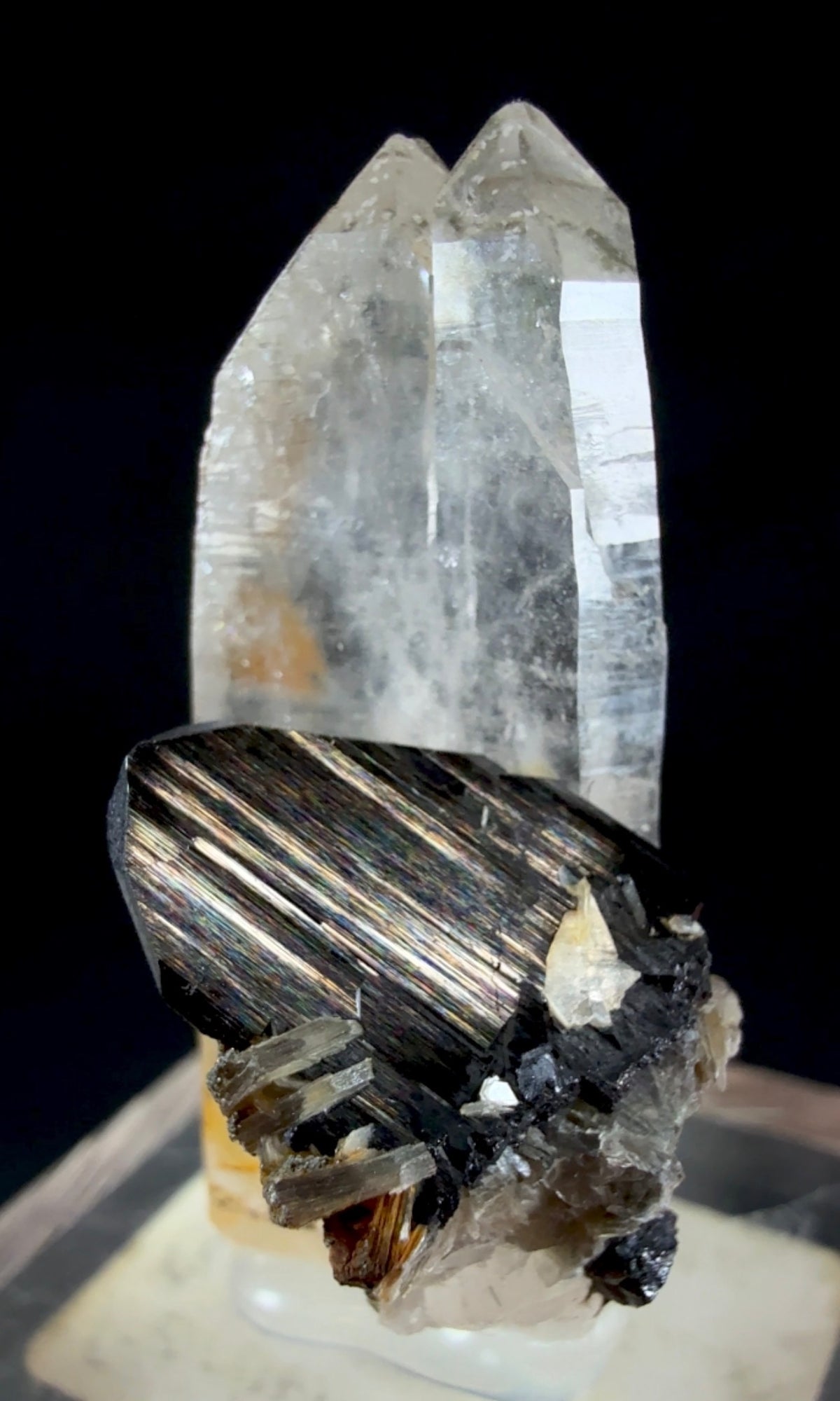 Auction Win: Ferberite and Quartz (rainbow iridescent!)