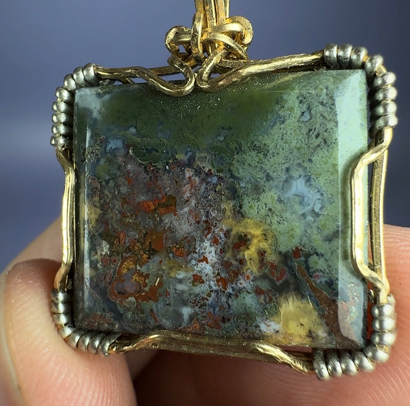 Auction Win: ‘Picture’ Moss Agate Pendant (wire wrapped)