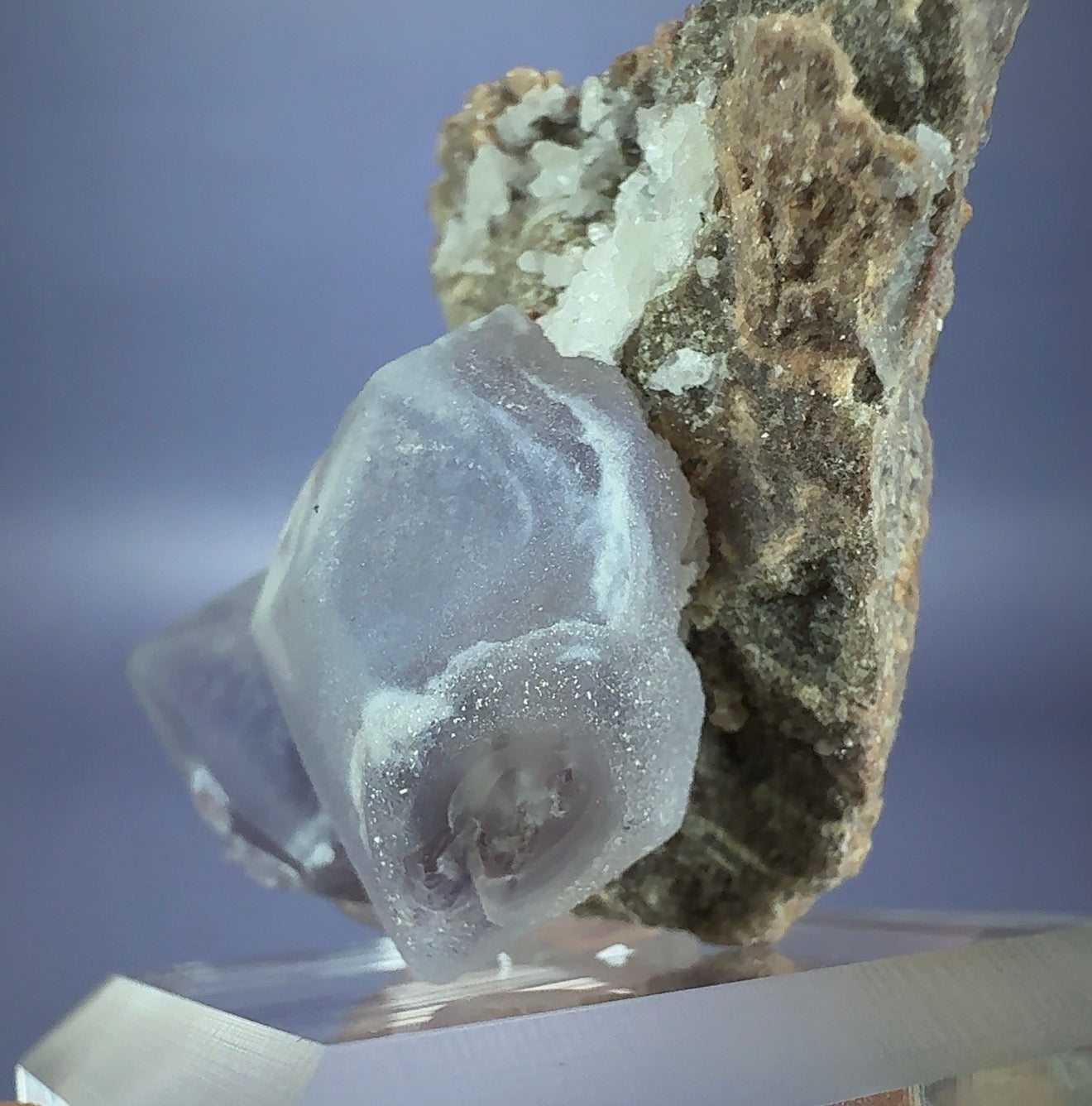 Chalcedony on Amethyst