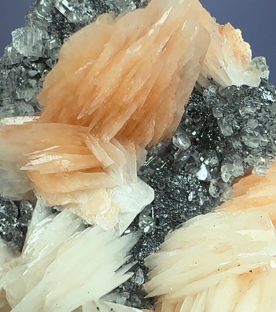 Baryte with Cerrusite on Galena
