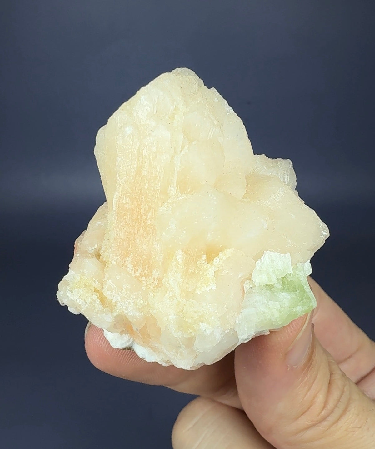 Auction Win: Peach Stilbite with Green Apophyllite