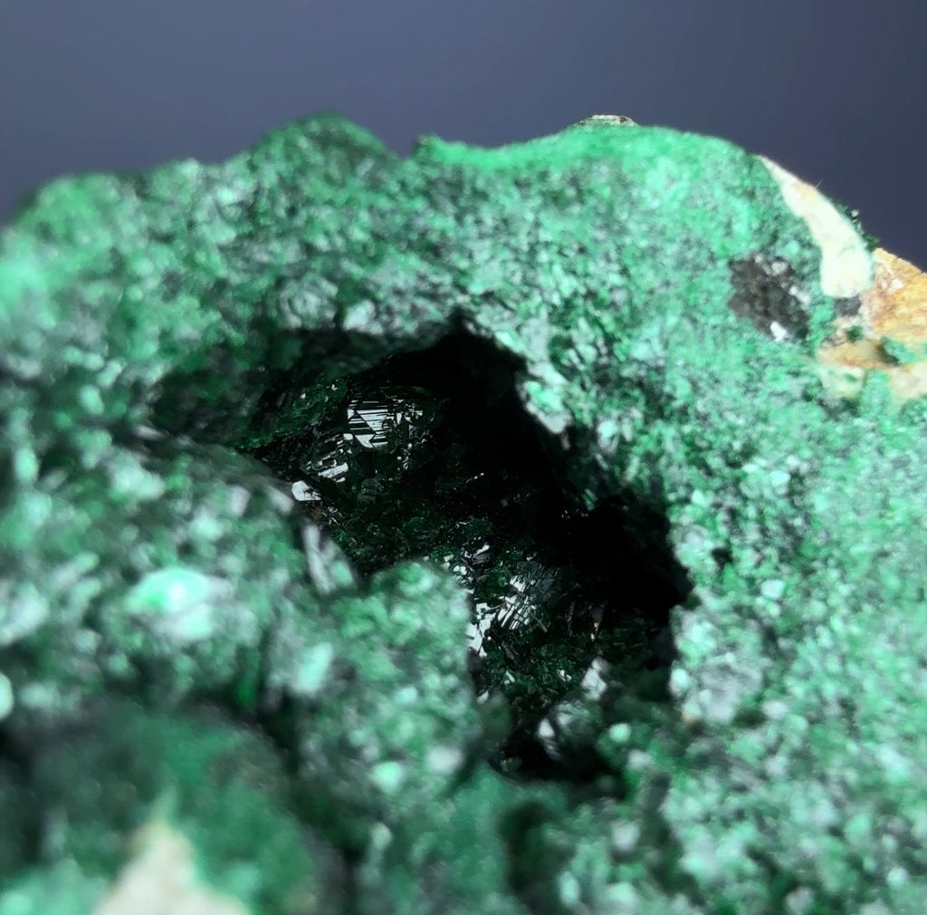 Libethenite on Malachite