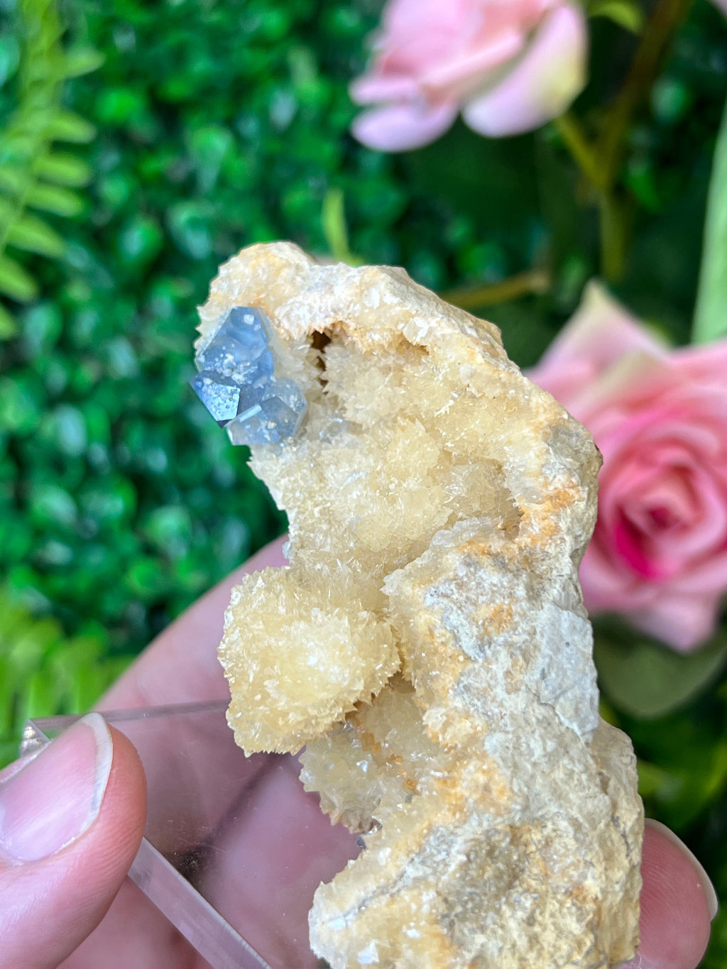 Celestine on Calcite