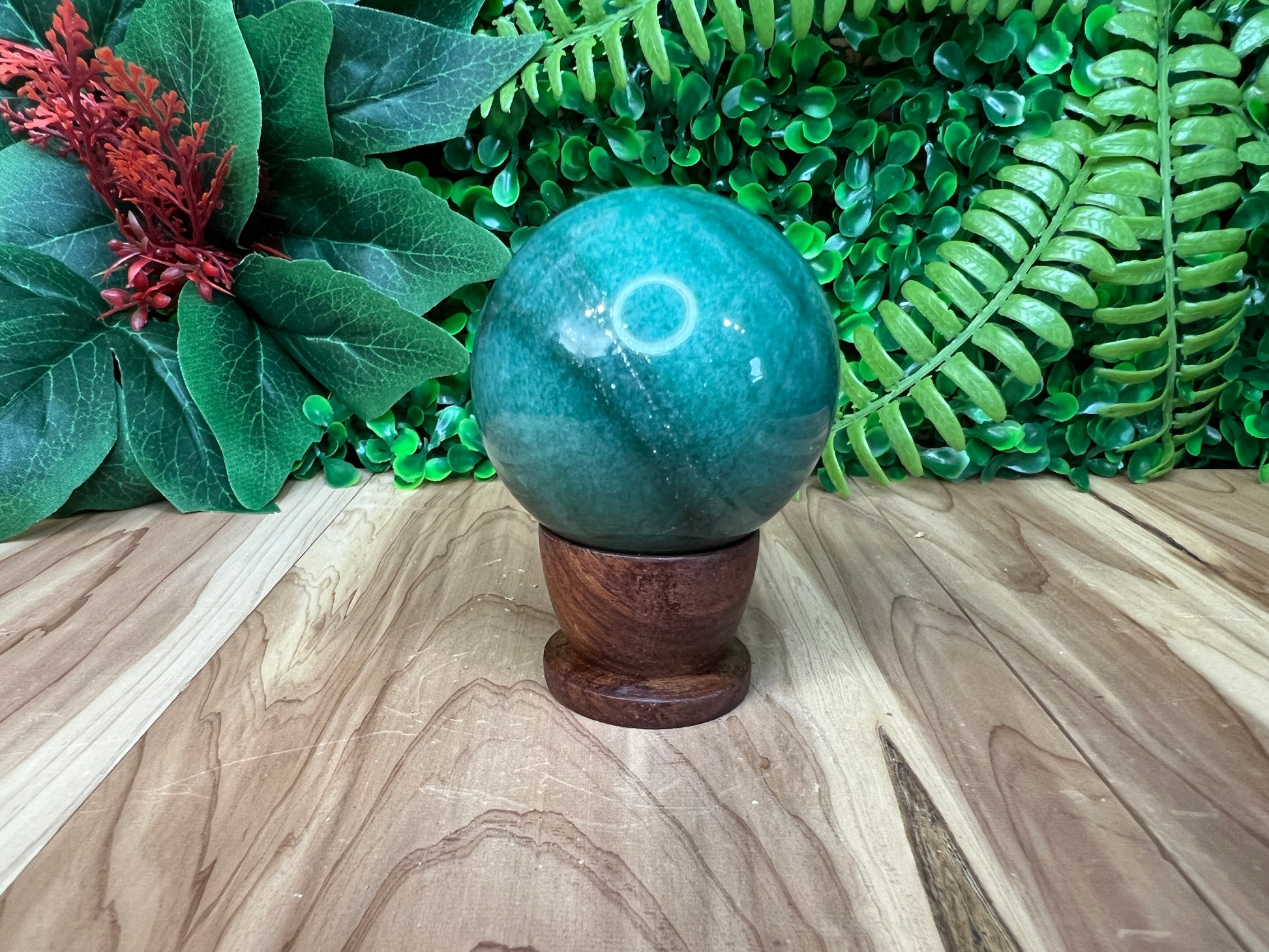 Green Aventurine Sphere w/ Pyrite Inclusions