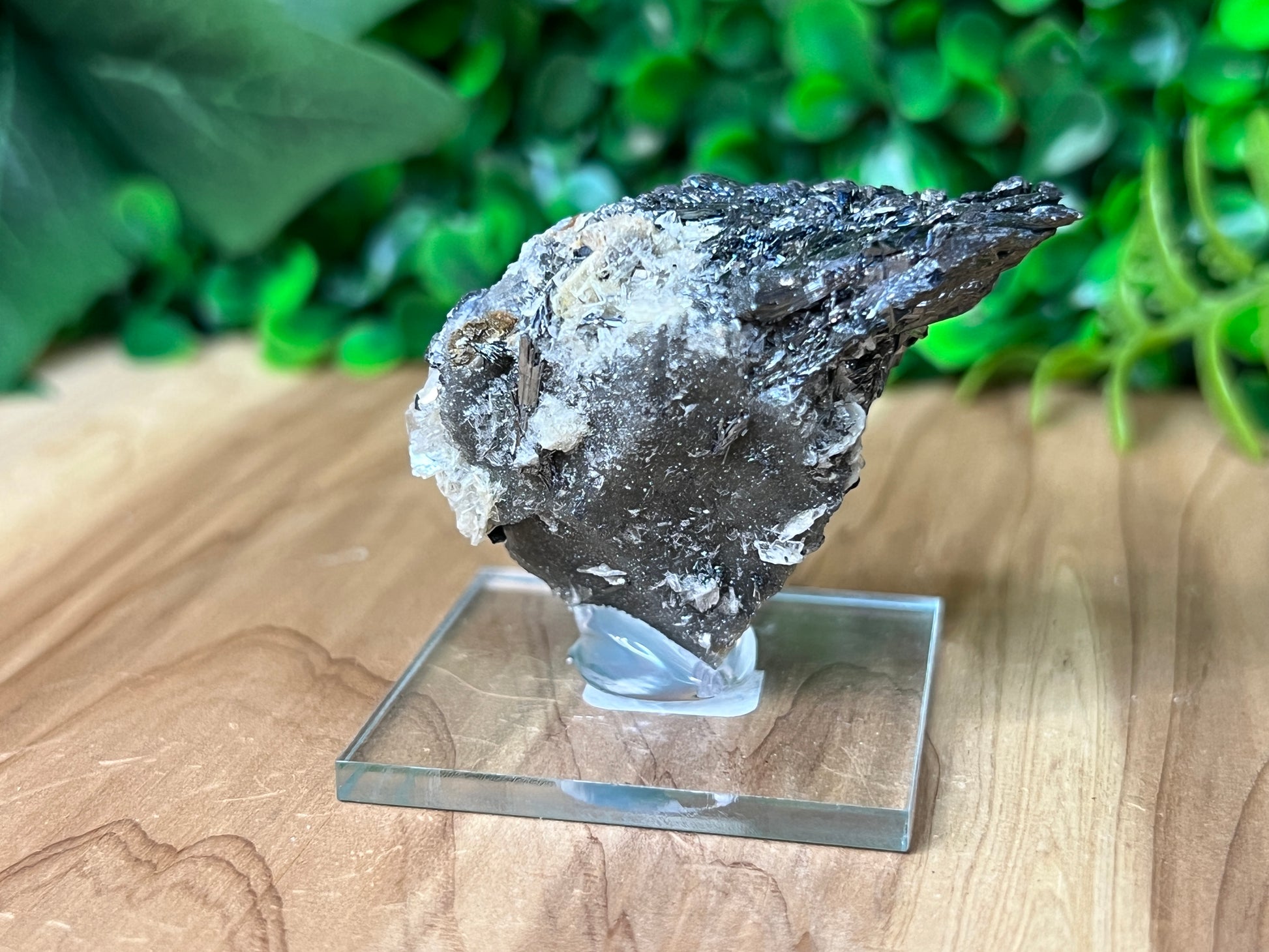 Stibnite w/ Druzy Quartz