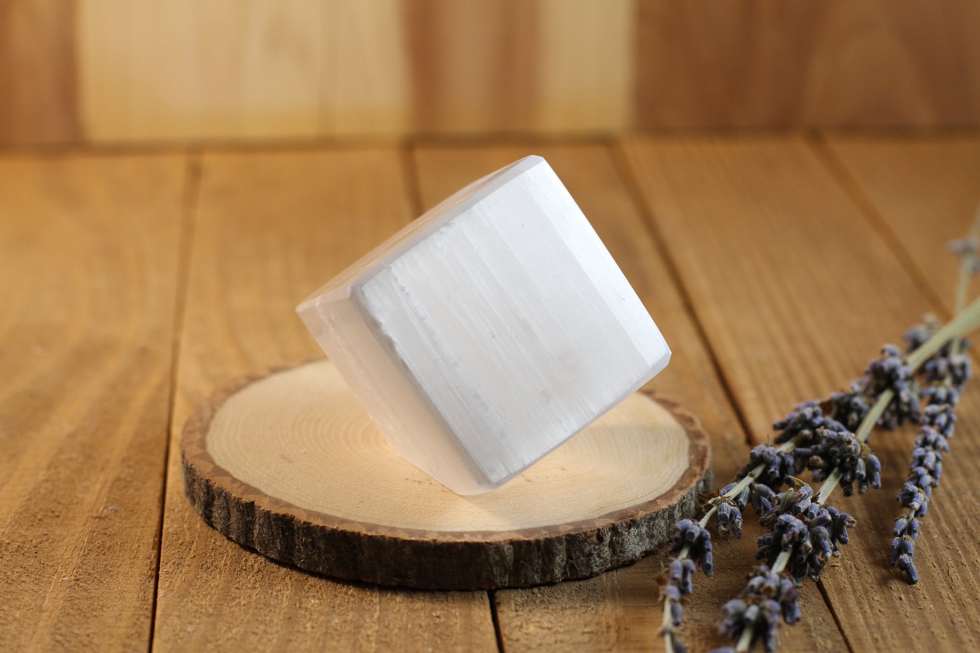 Selenite Cut Base Cube