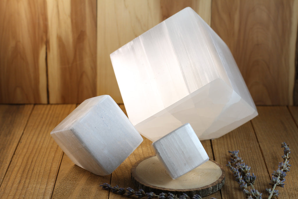 Selenite Cut Base Cube