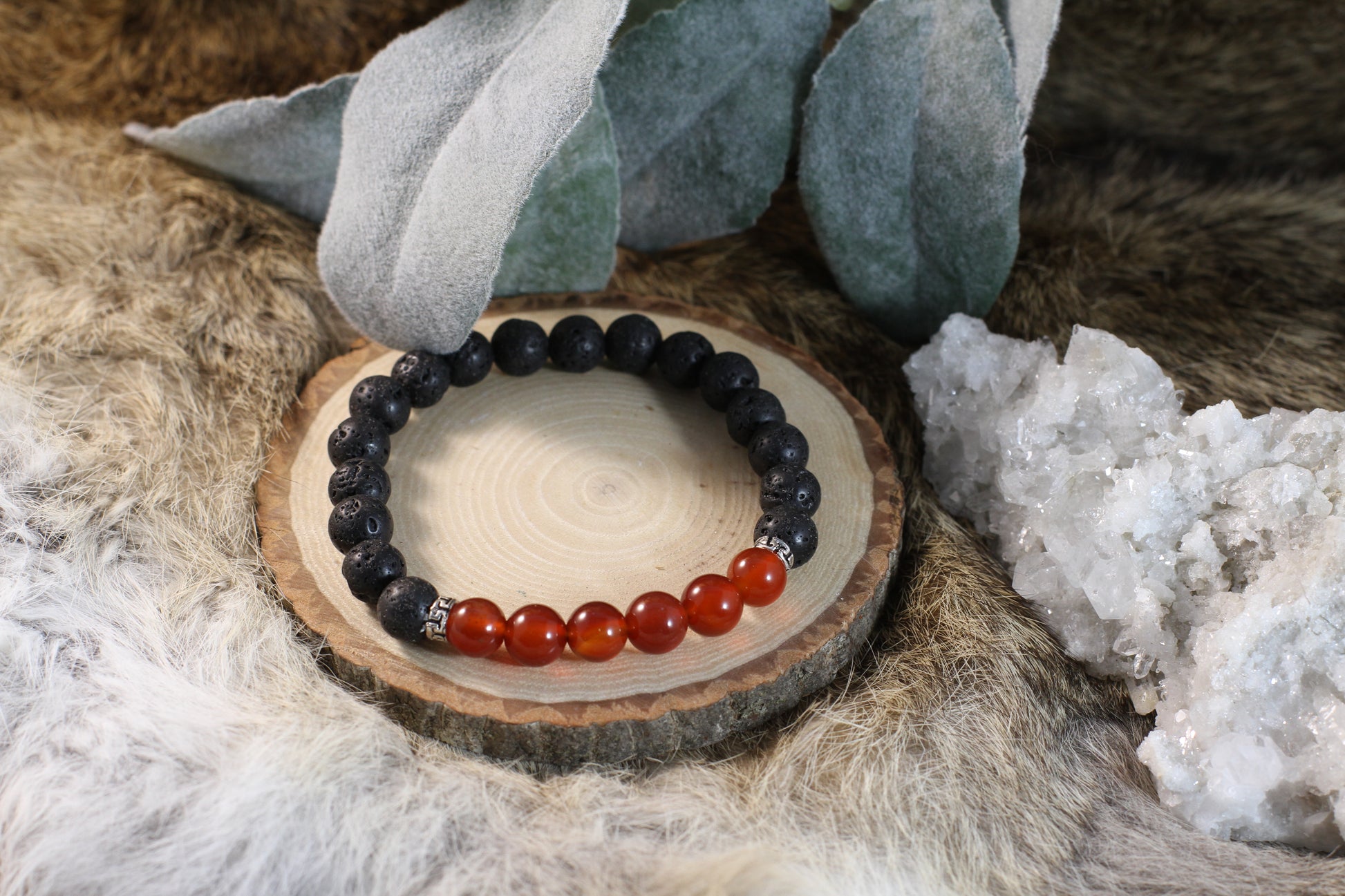 Carnelian & Lava Bead Bracelet