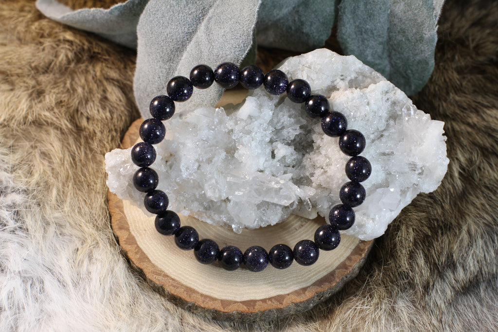 Blue Goldstone Bead Bracelet