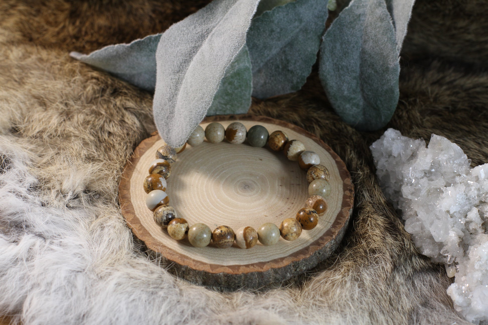Picture Jasper Bead Bracelet