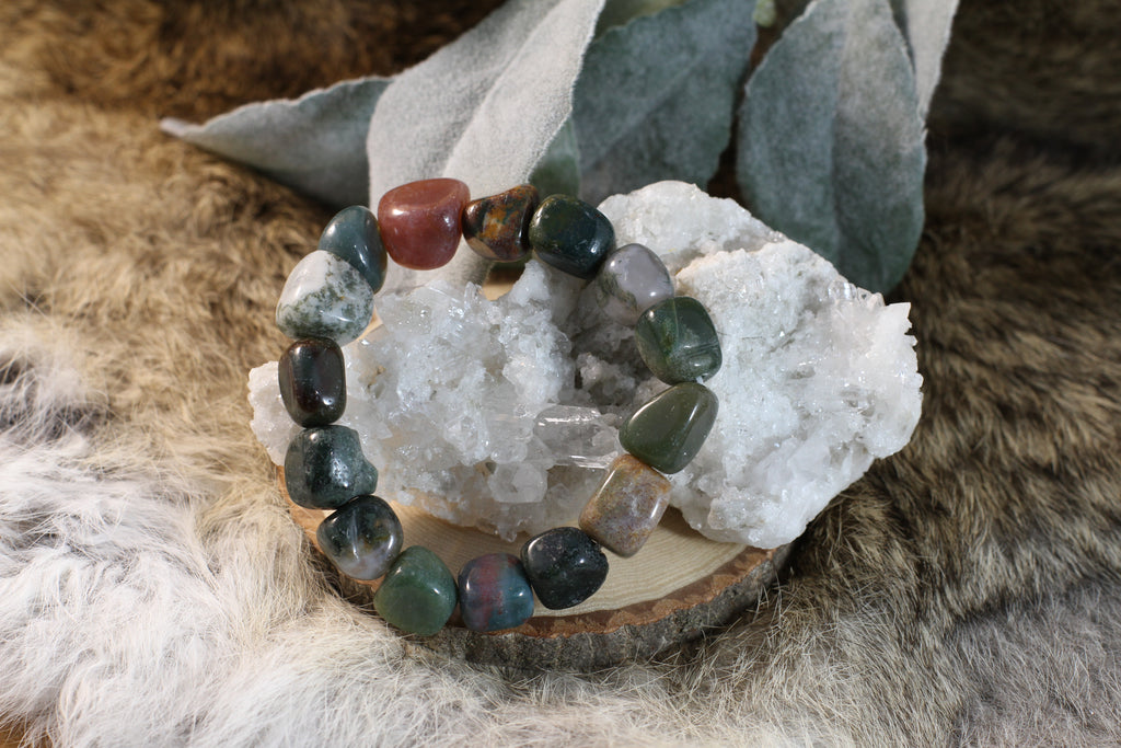Moss Agate Large Nugget Bracelet