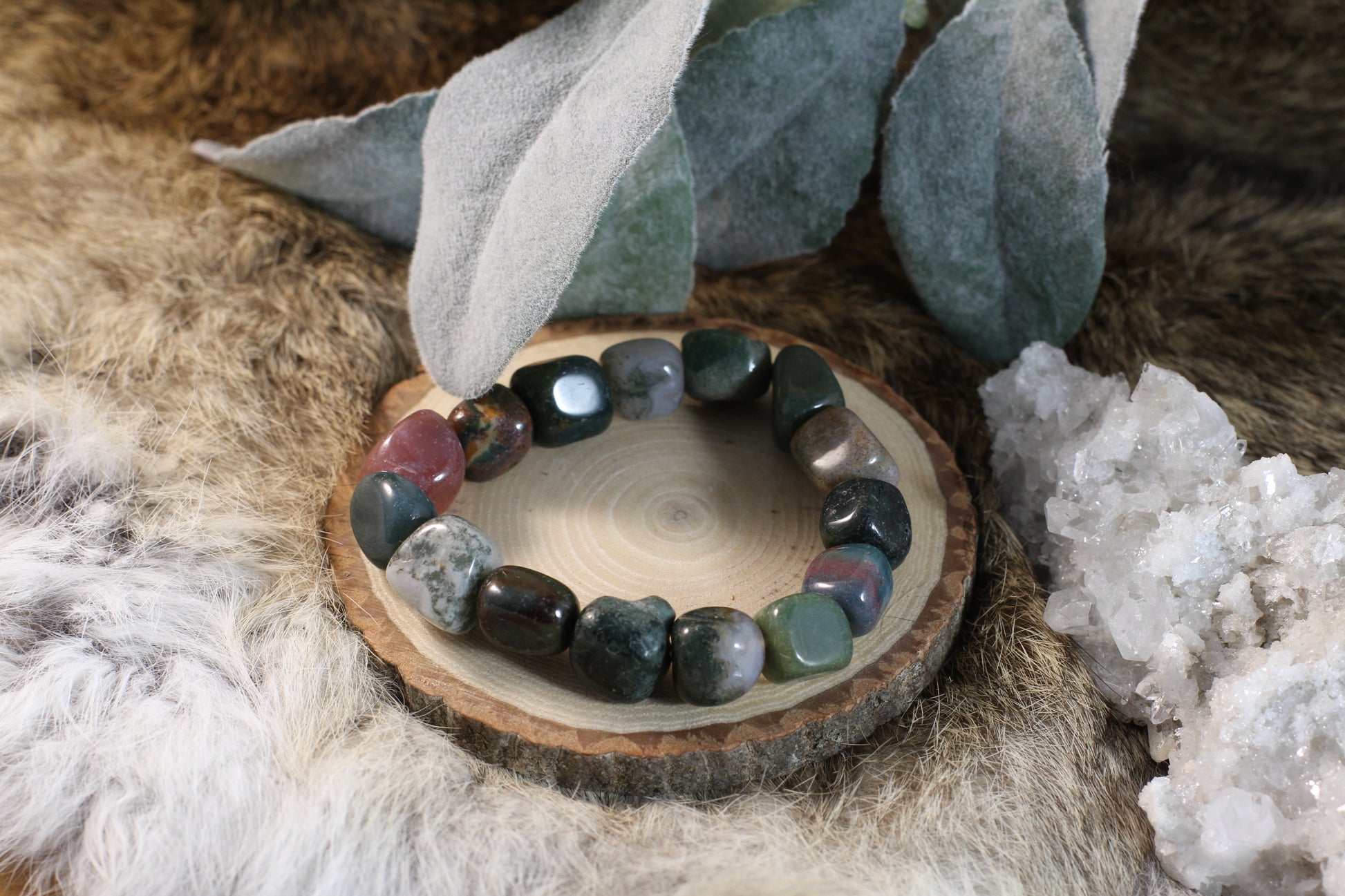 Moss Agate Large Nugget Bracelet