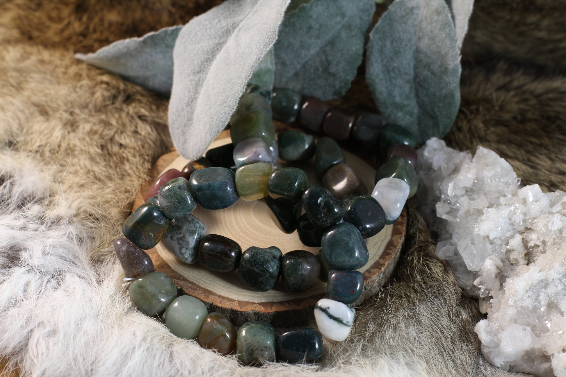Moss Agate Large Nugget Bracelet