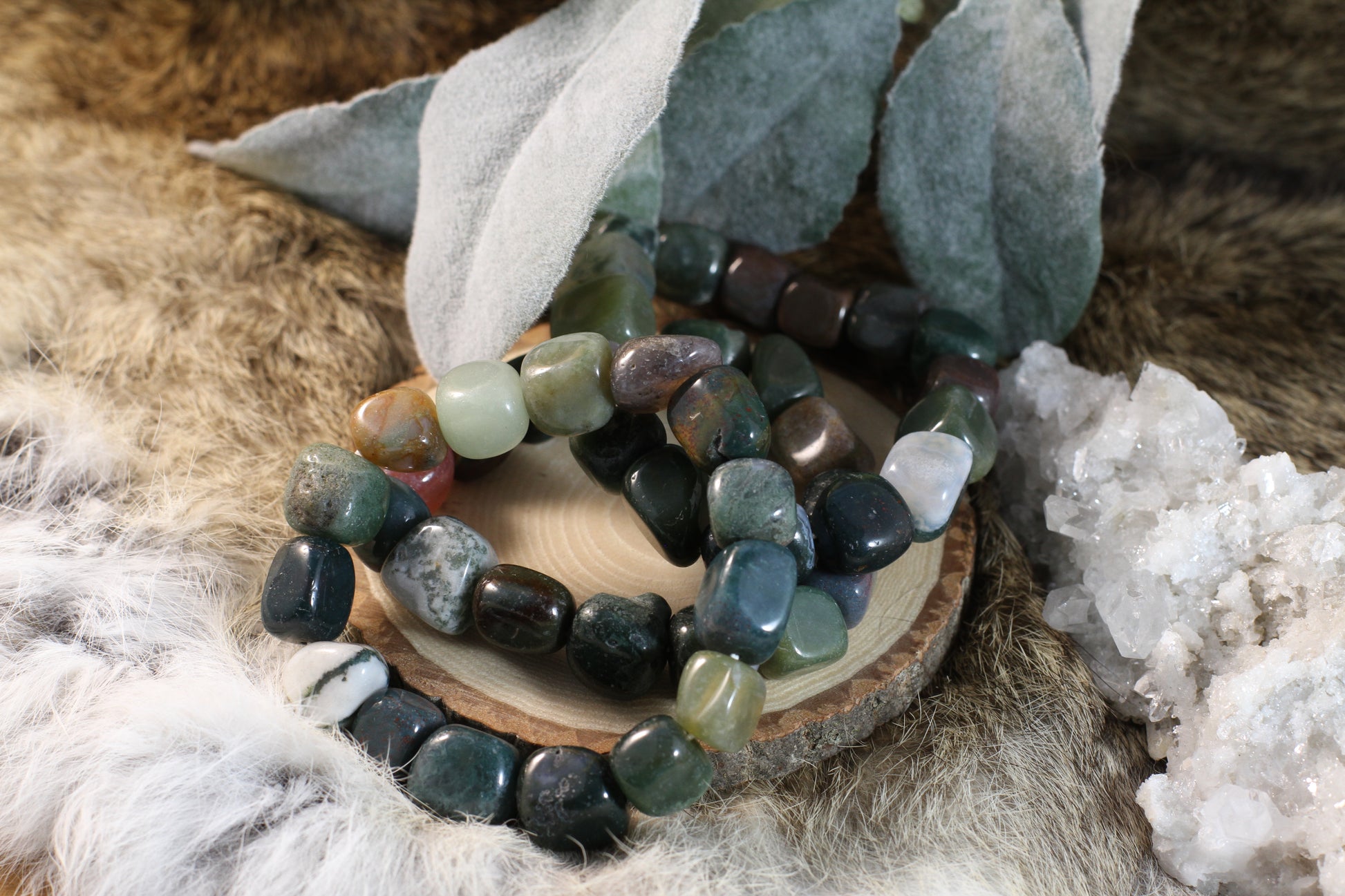 Moss Agate Large Nugget Bracelet