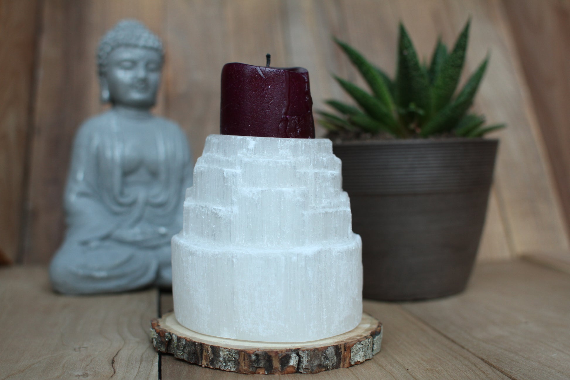 Selenite Candle Holder