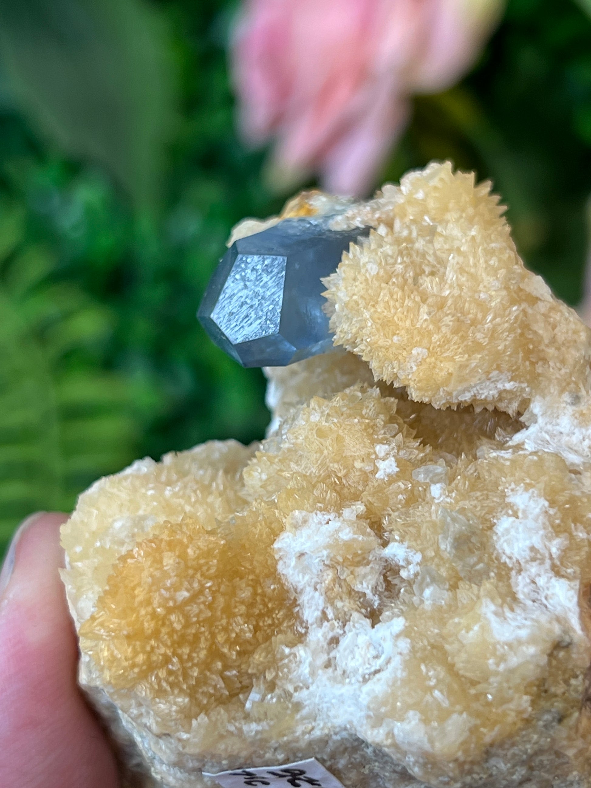 Celestine on Calcite